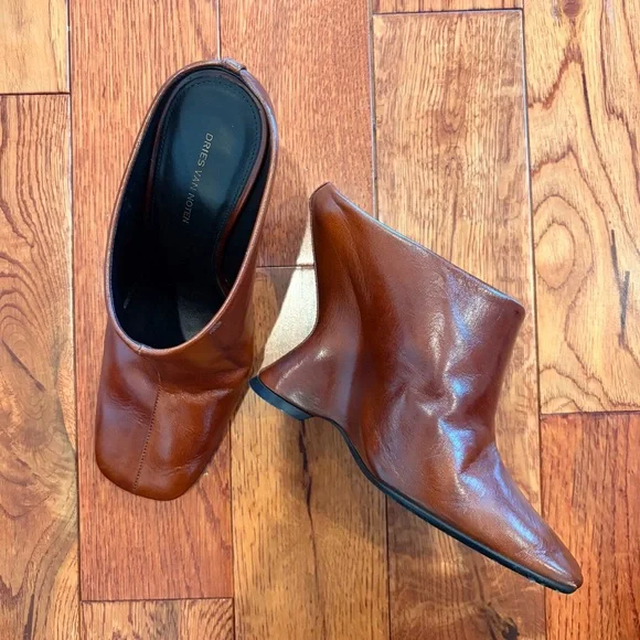 Dries Van Noten Brown Leather Mules